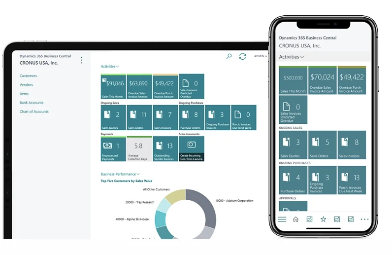 Business Central running across desktop, tablet and mobile devices